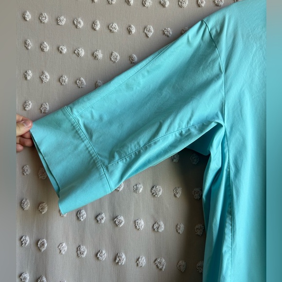 Lafayette 148 Women’s Collard 3/4 Sleeve Split‎ Neck Blouse Sz S Blue - Picture 3 of 7